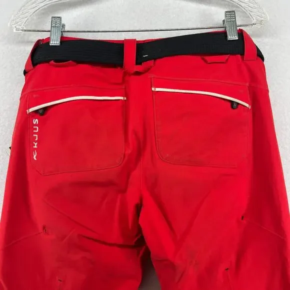 KJUS Snowpants 34 XS Adrenaline Thinsulate Flex Ski Snowboard Belted Red